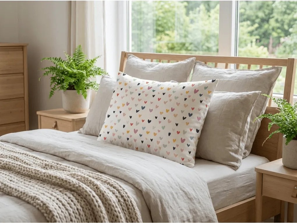 Bawełniana poszewka na poduszkę DOTHEARTS POLY 50x70 cm, kremowy