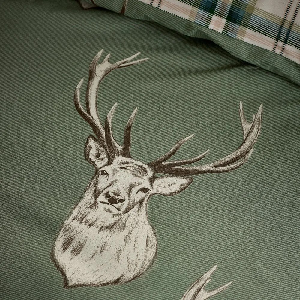 Zielona pościel dwuosobowa 230x220 cm Stag Check – Catherine Lansfield
