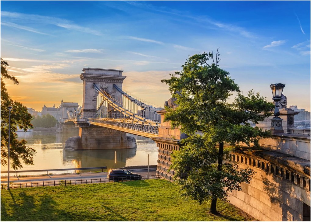 Obraz na szkle - Most nad rzeką, Budapeszt, Węgry (70x50 cm)