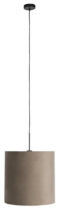 Lampa wisząca z abażurem z weluru taupe ze złotem 40 cm - CombiWiejski/ Rustykalny / Vintage Oswietlenie wewnetrzne