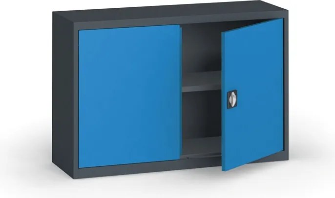 Szafa metalowa, 800 x 1200 x 400 mm, 1 półki, grafitowy/niebieska