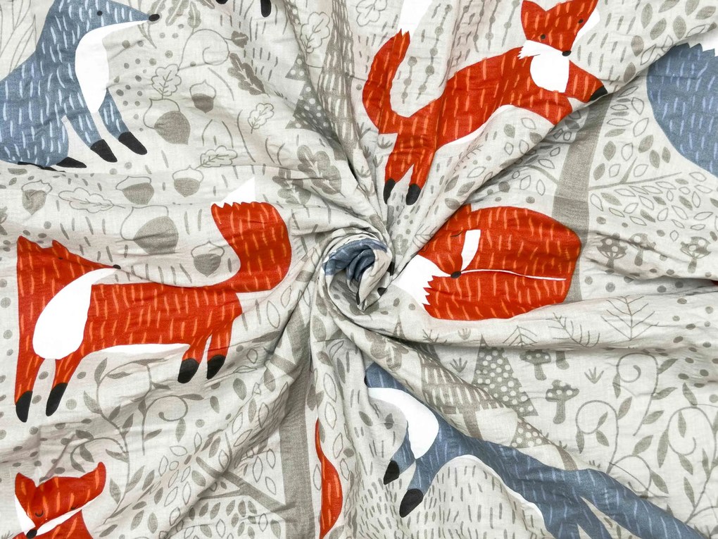 PrzytulneMieszkanie.pl PrzytulneMieszkanie.pl Krepowa pościel do łóżeczka Renforcé FOXIVA szara Rozmiar pościeli: 45 x 65 cm | 90 x 140 cm