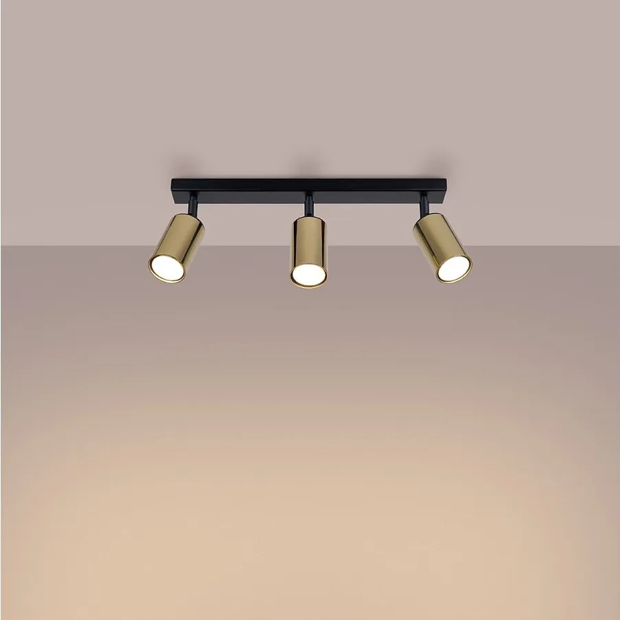 Plafony nowoczesny Glois, stal - 3 źródło światła 3000K - L.45 x H.18.5 cm - czarny/złoty