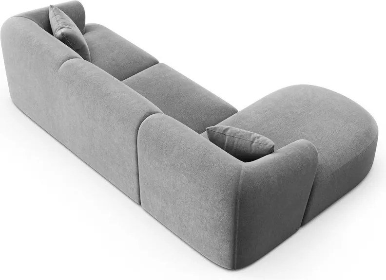 Jasnoszary aksamitny narożnik (lewostronny/z szezlongiem) Campi – Cosmopolitan Design