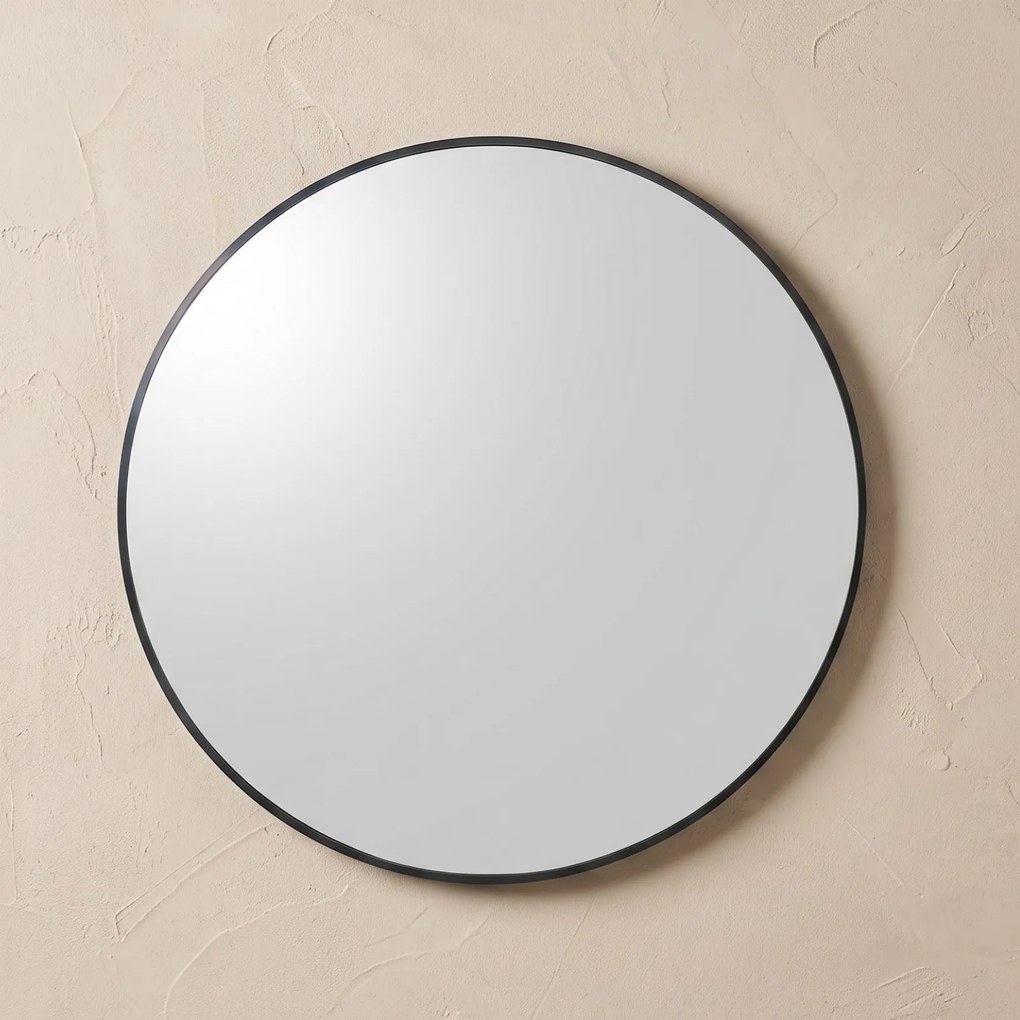 Okrągłe lustro ścienne w metalowej ramie, Ø 70 cm, czarne