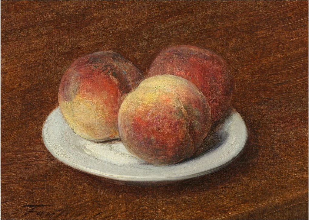 Obraz na szkle - Henri Fantin-Latour, Three Peaches on a Plate, reprodukcje (70x50 cm)