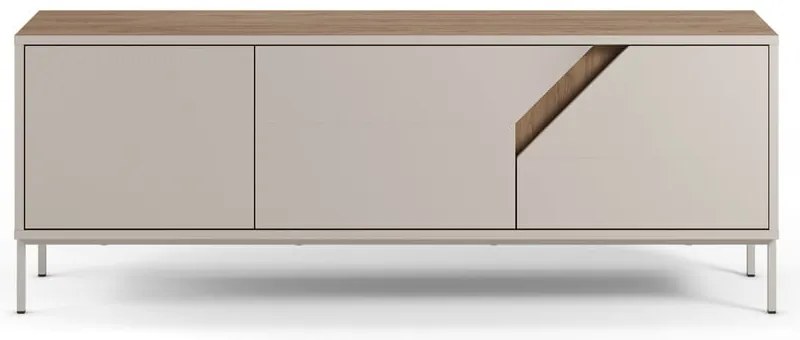 Kremowo-naturalna komoda w dekorze dębu 150x55x35 cm Lilou – Marckeric