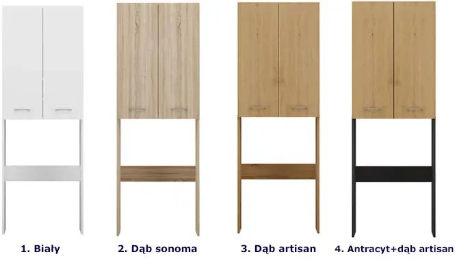 Szafka na pralkę z półkami antracyt + dąb artisan - Nemer
