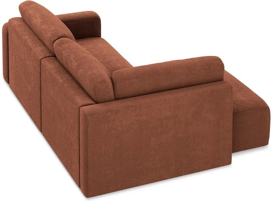 Rozkładany narożnik ze zniżką z tkaniny szenilowej (lewostronny/w kształcie litery L) w kolorze terakoty Kona – Makamii