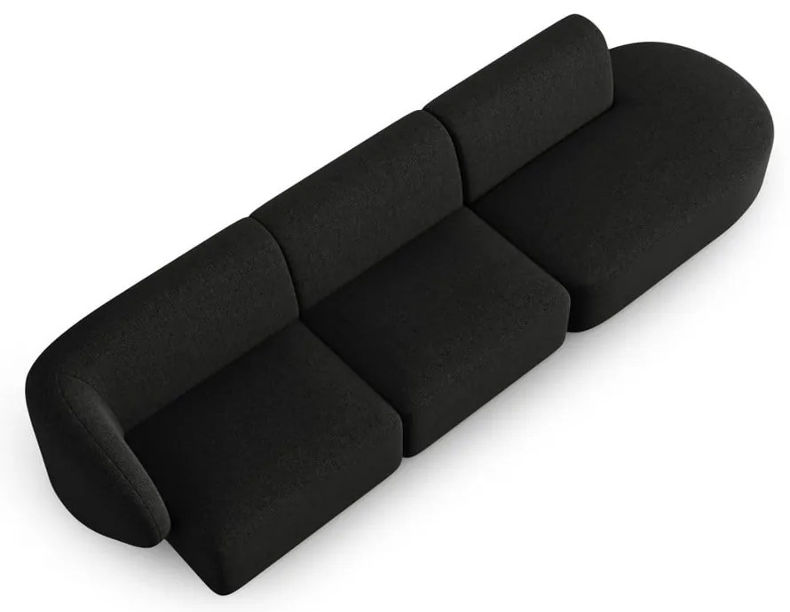 Czarna sofa z tkaniny szenilowej lewostronna 311 cm Paolo – Milo Casa