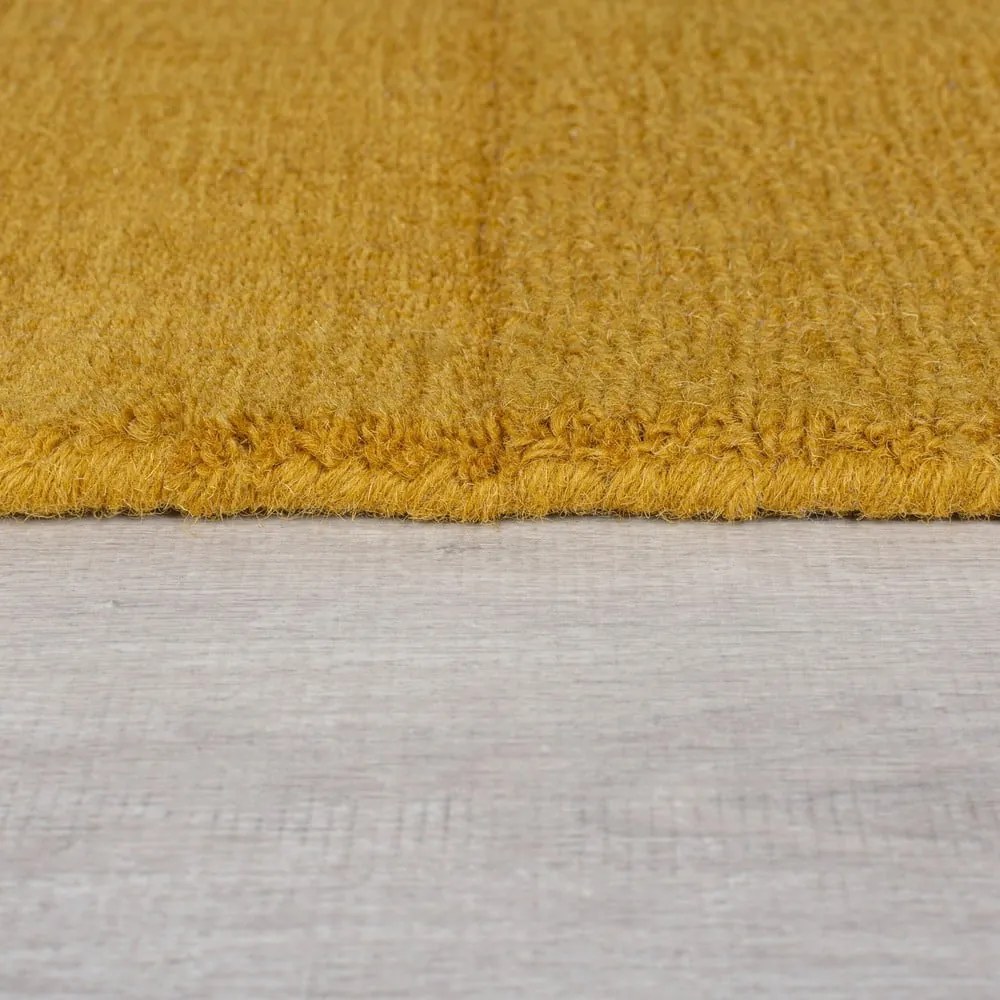 Wełniany dywan tkany ręcznie w kolorze ochry 200x290 cm Demi Check Ombre – Flair Rugs