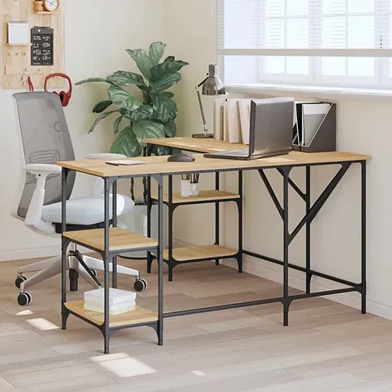 Biurko narożne w kształcie litery L w stylu loft dąb sonoma - Scardif
