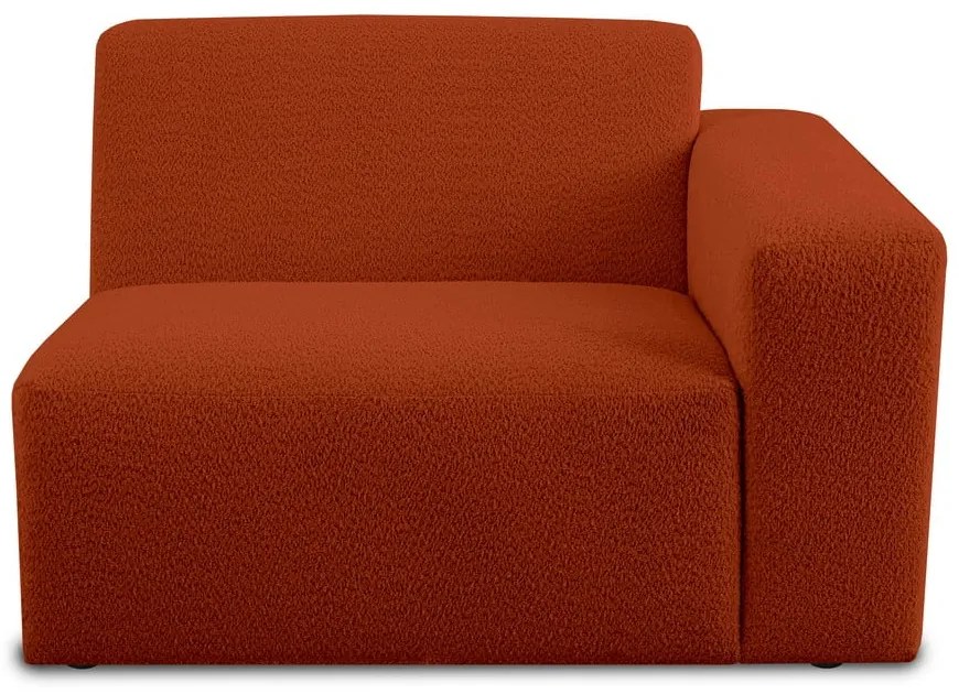 Ceglasty moduł sofy z materiału bouclé (prawostronny) Roxy – Scandic