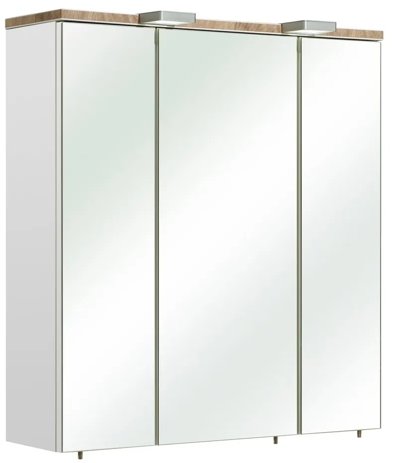 Biała wisząca szafka łazienkowa z lustrem 65x70 cm Set 931 – Pelipal