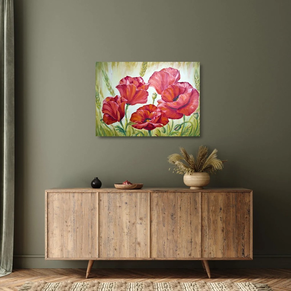 Obraz na szkle - Kwiaty maku (70x50 cm)
