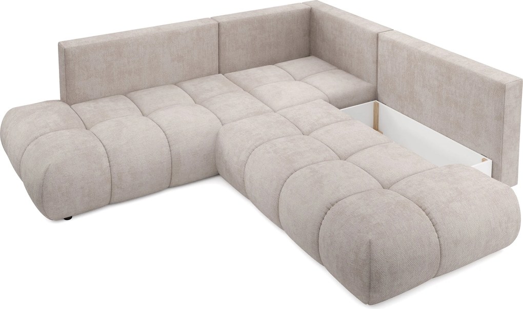 Masseno Narożnik DUCA z funkcją spania i pojemnikiem na pościel Narozniki L, Rozkładana sofa - Beżowy, FLOW 03