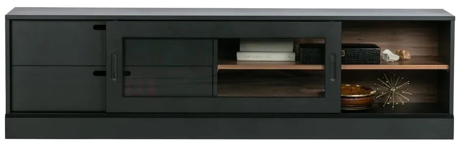 Czarna szafka pod TV z litego drewna sosnowego 180x50 cm James – WOOOD