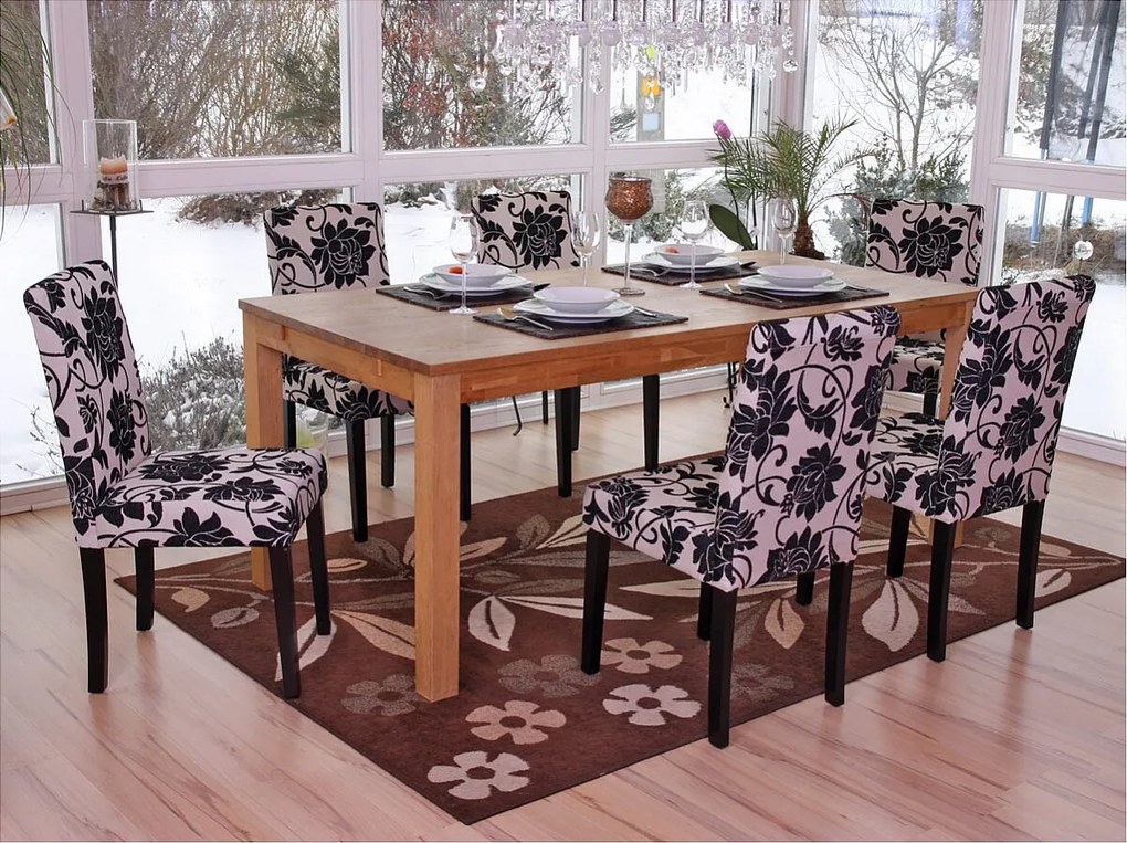 Krzesło do jadalni Littau (zestaw 6 sztuk),  tkanina, żakard, ciemne nogi