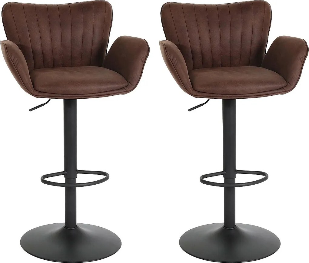 Stołek barowy MCW-M67 (zestaw 2 szt.),  ciemnobrązowy stopa czarny