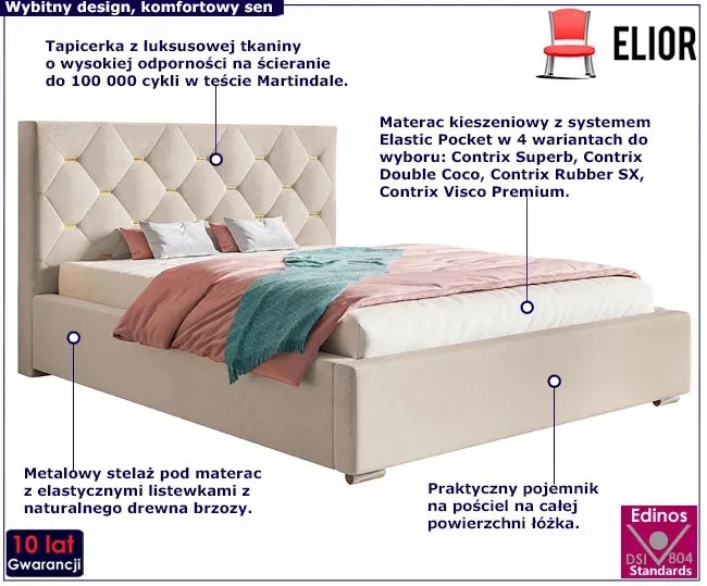 Małżeńskie łóżko ze schowkiem 200x200 F5-A50