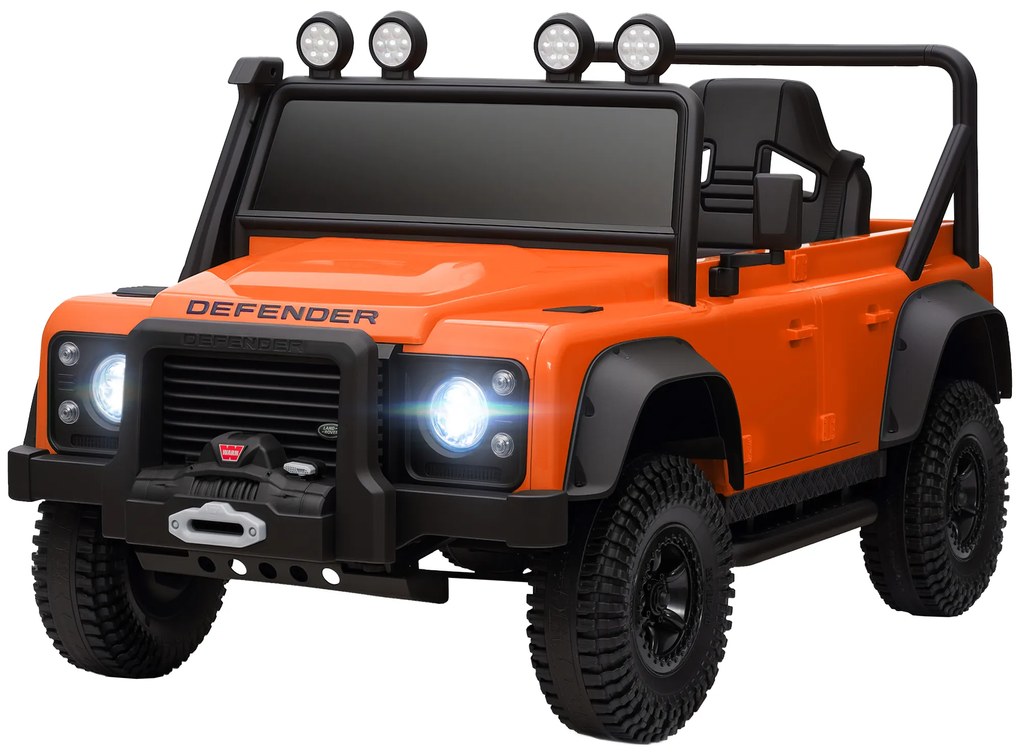 AIYAPLAY Elektryczny samochód dziecięcy, zasilany akumulatorem 12V, zdalne sterowanie, funkcja muzyczna, klakson, światła LED, pomarańczowy