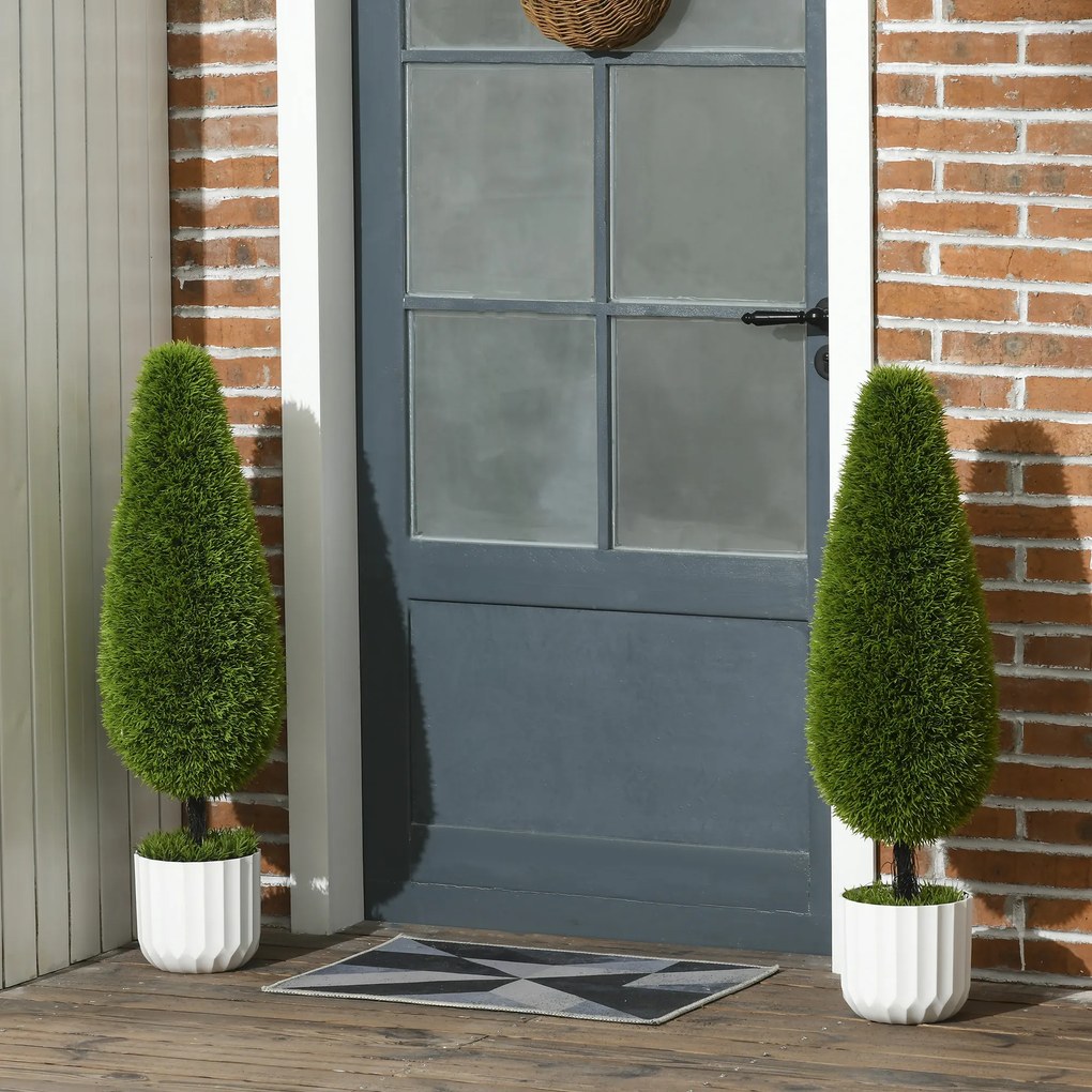 HOMCOM Sztuczna roślina cyprys 2 sztuki 90 cm dekoracyjne drzewka w doniczkach do domu i biura | Aosom PL