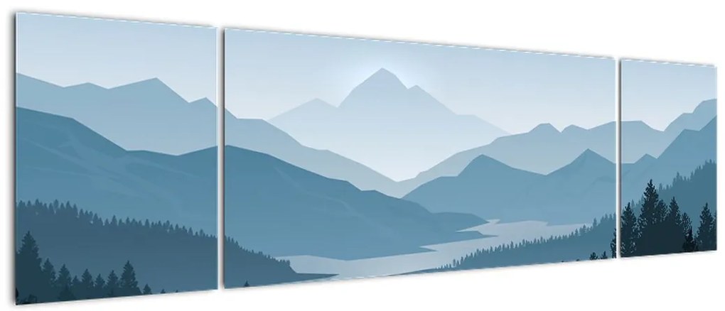 Obraz - Góry oczami grafika (170x50 cm)