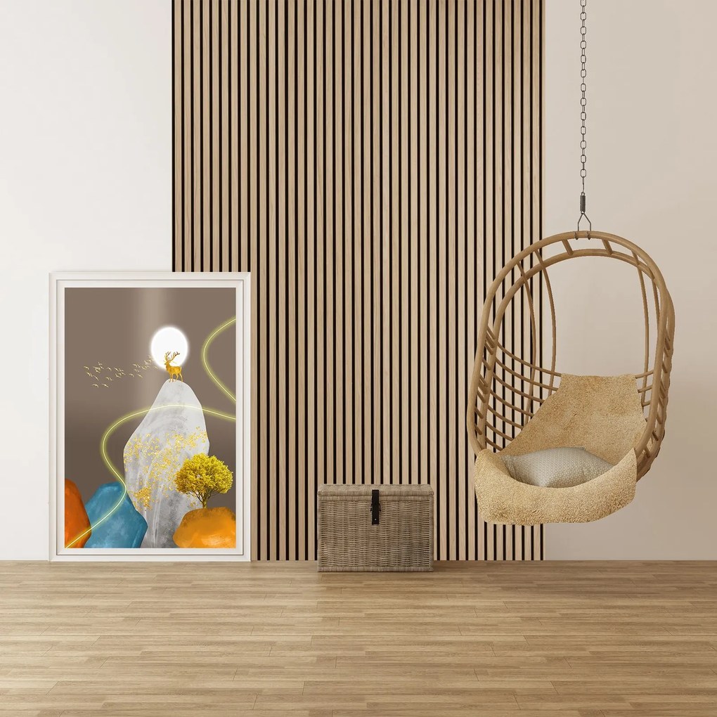 Drewniany panel akustyczny, 2400 x 600 mm, B2BP002, brzoza