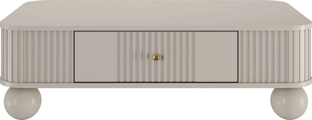 Stolik kawowy Vesper 103x60 cm z szufladą - kaszmir / złote uchwyty / nogi kule