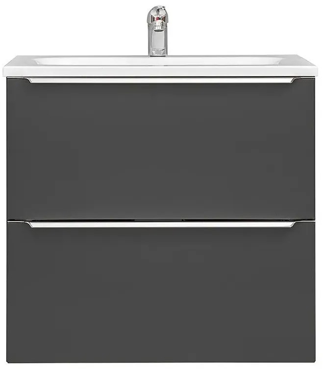 Podwieszana szafka łazienkowa z umywalką - Lunios 4S Czarny mat 60 cm