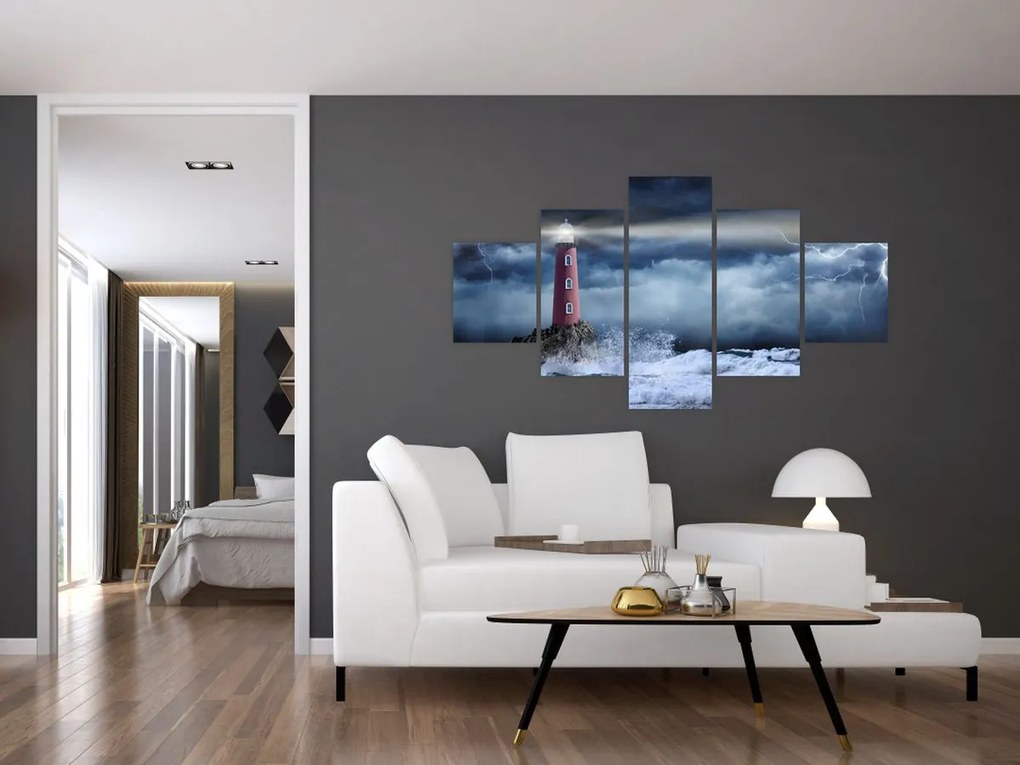 Obraz - Latarnia morska na klifie (125x70 cm)