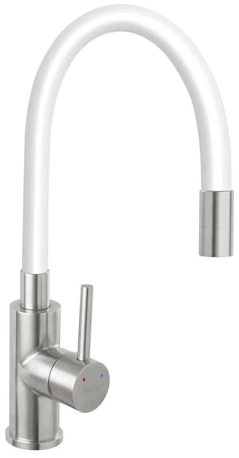 FERRO - Bateria kuchenna z elastycznym uchwytem stal nierdzewna/biały