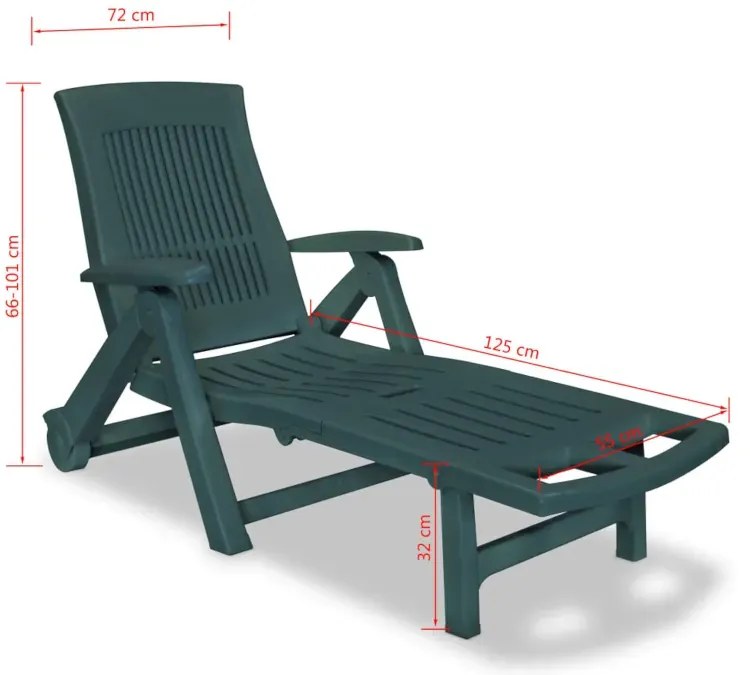 Zielony leżak ogrodowy z oparciem L5-R35