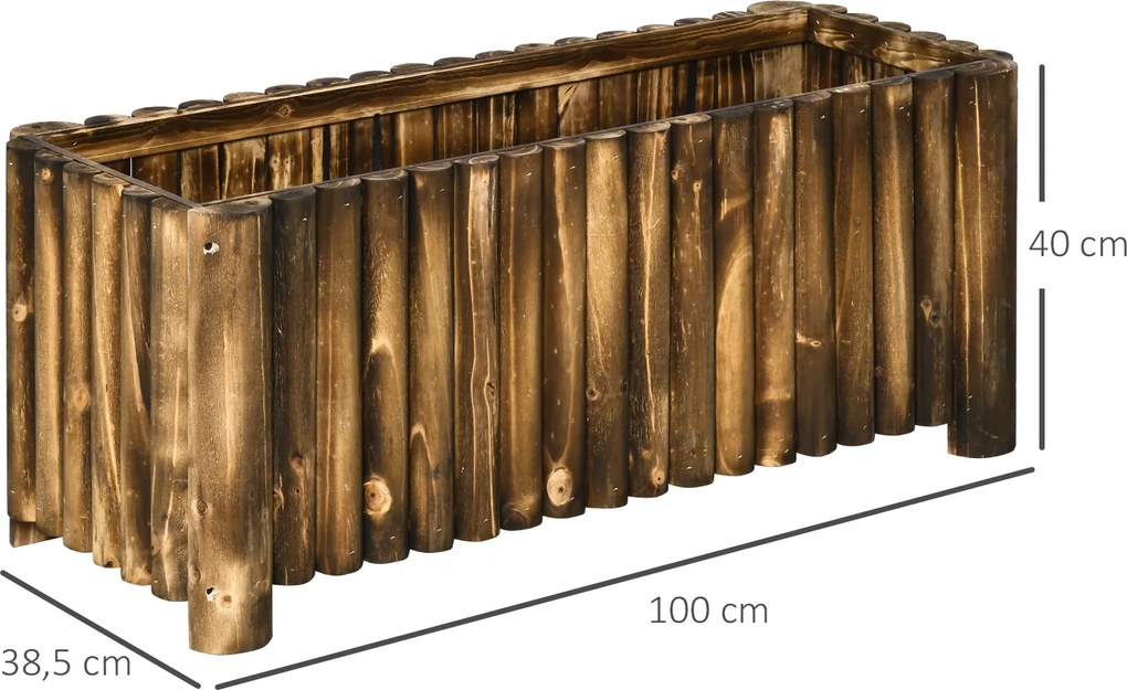 Outsunny drewniana donica ogrodowa 100x40x40cm naturalne drewno podwyższone łóżko do uprawy roślin | Aosom PL