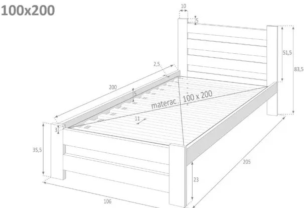 Skandynawskie sosnowe łóżko do sypialni 100x200 A9-N81