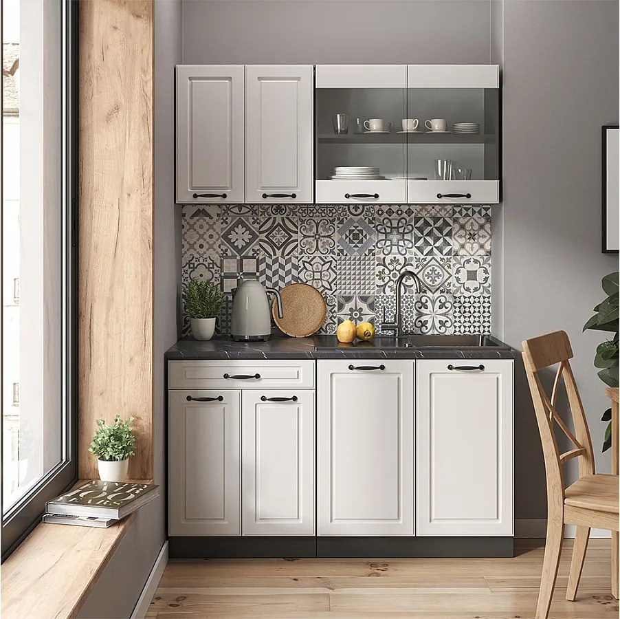 Pojedyncza kuchnia biały dworek/antracyt 140x46x81.6 r-line