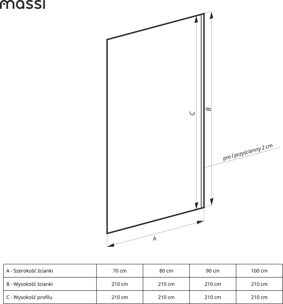 Parawan nawannowy prostokątny ARTE WELLE Classic XXL Brown szkło brązowe ryflowane | Różne rozmiary : Kolor profili kabiny - złoty, Rozmiar - 70 x 210 cm