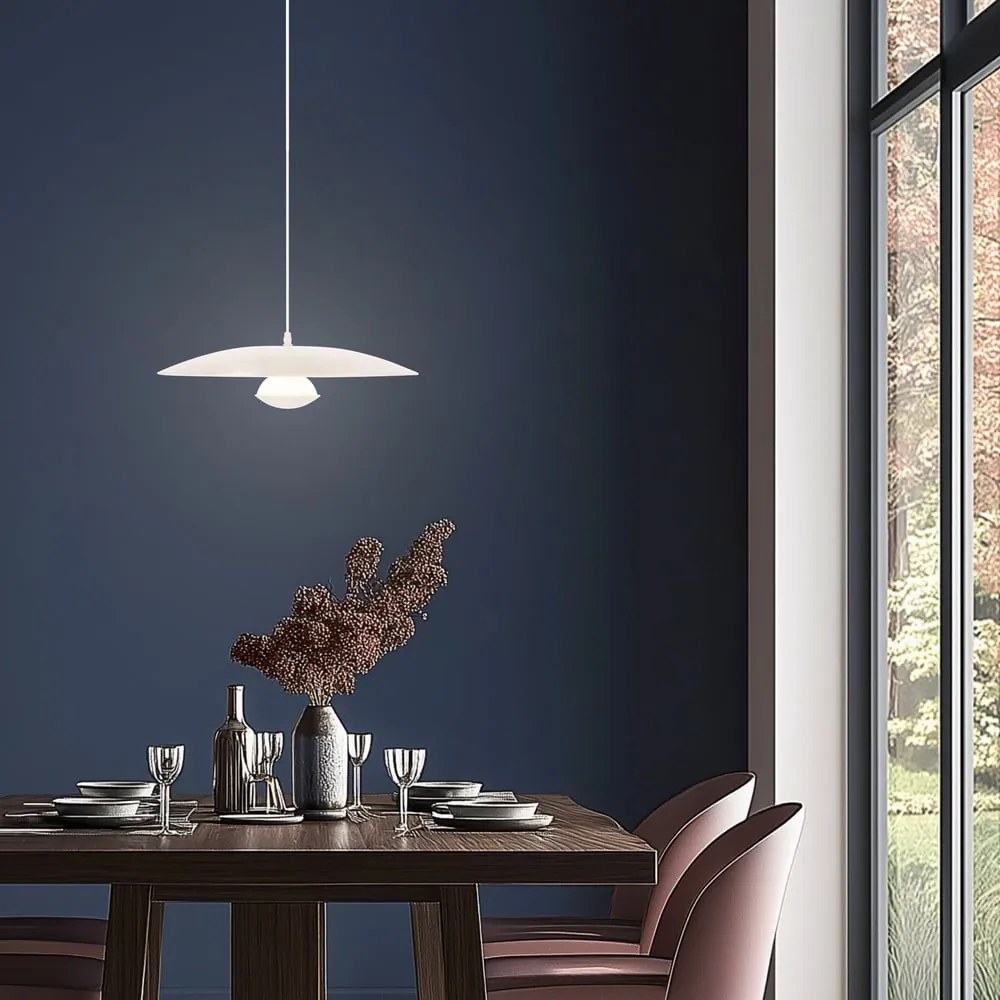 Biała lampa wisząca LED z metalowym kloszem Lund – Candellux Lighting