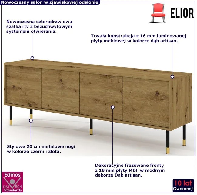 Frezowana szafka rtv dąb artisan R0-B50