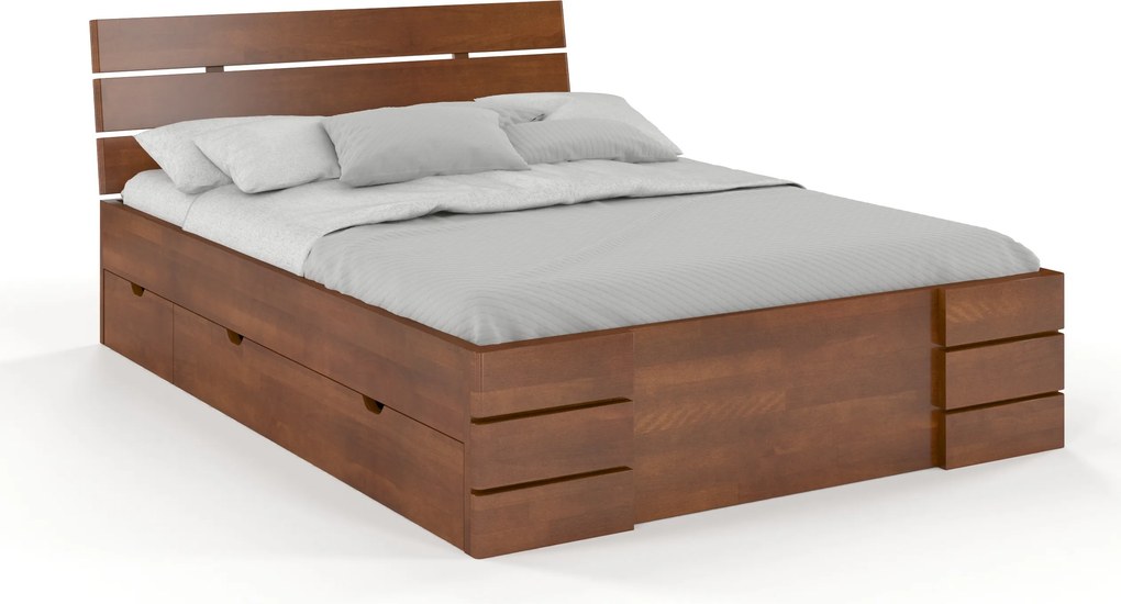 Łóżko bukowe Visby Sandemo High Drawers