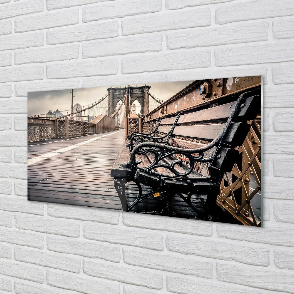 Panel szklany do Kuchni Ławka z Widokiem na Most