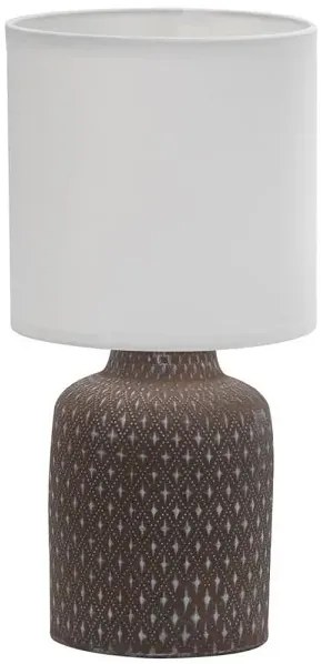 Brązowa lampa stołowa z abażurem z tkaniny - V085 F2-Z79