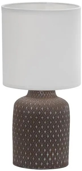 Brązowa lampa stołowa z abażurem z tkaniny - V085 Semir