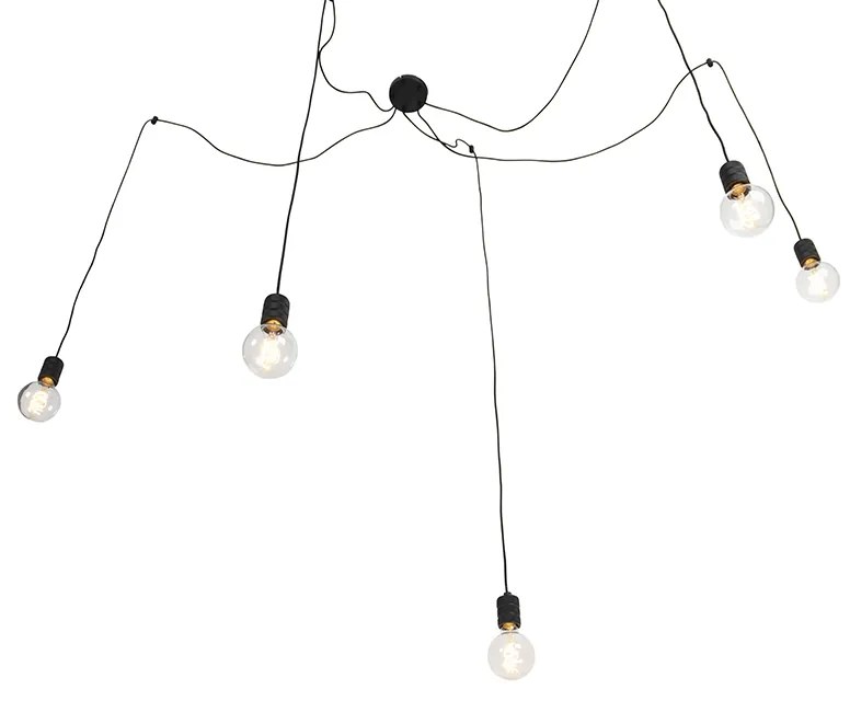 Designerska lampa wisząca czarna 5-światłowa - Cavalux Nowoczesny Oswietlenie wewnetrzne