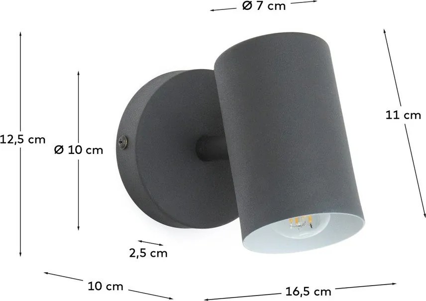 Czarny metalowy kinkiet Manie – Kave Home