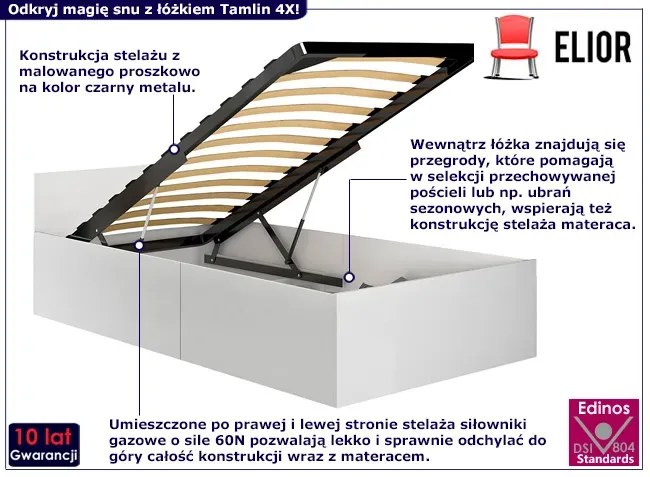 Białe pojedyncze łóżko z zagłówkiem 90x200 - Esperox 4X