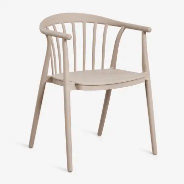 Zestaw 4 Sztaplowanych Krzeseł Ogrodowych Z Podłokietnikami Z Polipropylenu Ivor Moka Brown - Sklum