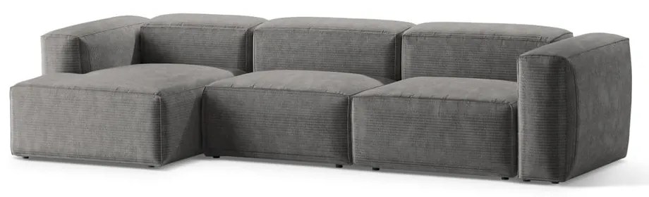 Jasnoszary sztruksowy narożnik (lewostronny/z szezlongiem) Bergamo – Cosmopolitan Design