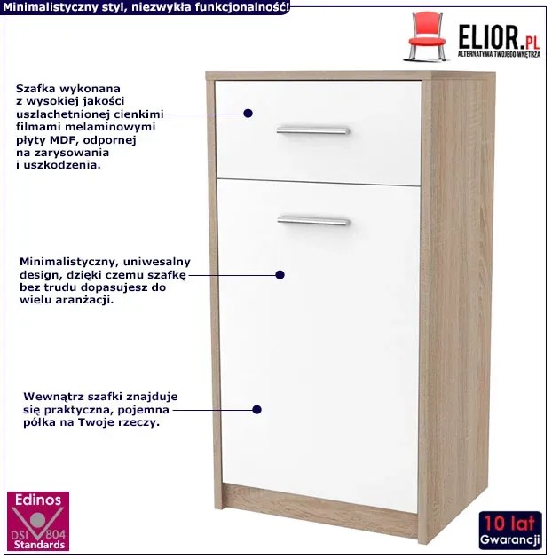 Wysoka komoda biała + sonoma S3-D01