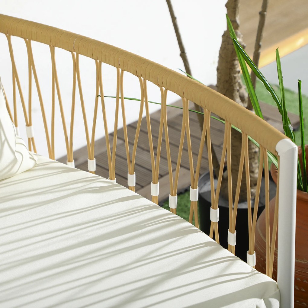 Outsunny Zestaw mebli ogrodowych rattan 3 częściowy żółty kremowy wygodne fotele na balkon taras ogród | Aosom PL